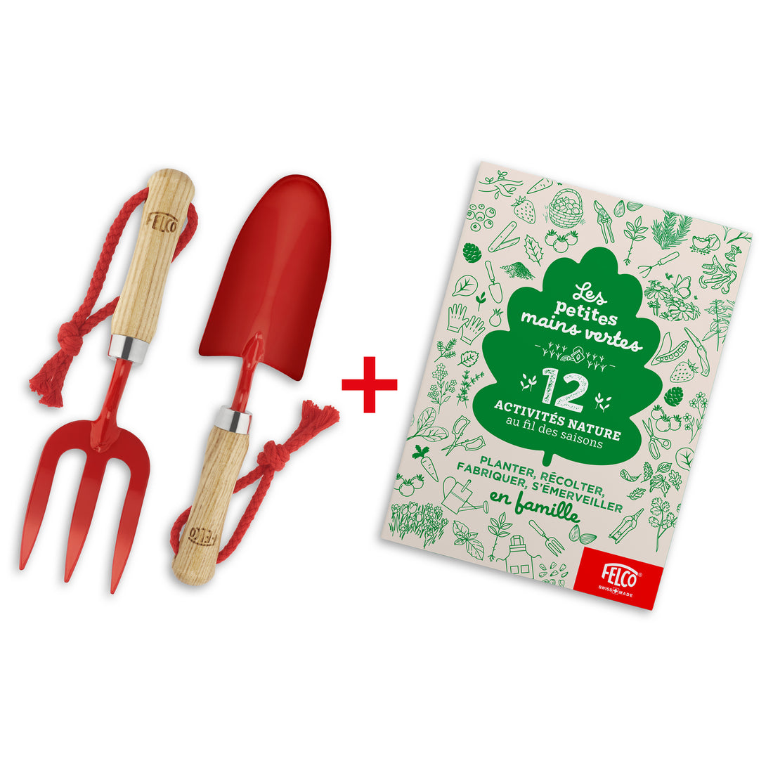FELCO KIDS Pack : garden tools + book "Little green fingers" (German version)